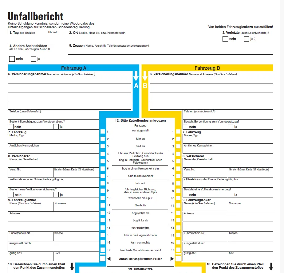 Bild eines Unfallberichts